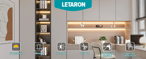 LETARON COB LED Çizgi Işık 24V LED Teyp Işık,480 pcs / M LED'ler, Süper Parlak Yüksek Lumen 3000K Sıcak Beyaz 3m, 3M Teyp ile Hafifletilebilir,30W UL Güç Tedarikçisi,Yatak Odası,Ev,Mutfak DIY için Düğme